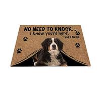 BAGEYOU Personalized Doormat with My Love Dog Bernese Mountain Dog Welcome Floor Mat Not Need to Knock I Know You're Here 23.6" X 15.7"