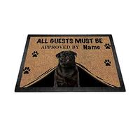 BAGEYOU Personalized Doormat with My Love Dog Black Pug Dog Welcome Floor Mat All Guests Must be Approved 23.6" X 15.7"
