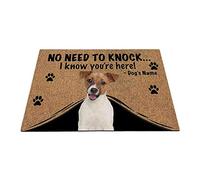 BAGEYOU Personalized Doormat with My Love Dog Happy Jack Russell Terrier Puppy Welcome Floor Mat Not Need to Knock I Know You're Here 23.6" X 15.7"