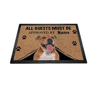 BAGEYOU Personalized Doormat with My Love Dog Staffordshire Bull Terrier Welcome Floor Mat All Guests Must be Approved 23.6" X 15.7"