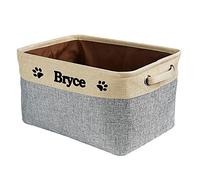 BAGEYOU Personalized Foldable Storage Basket Collapsible Sturdy Fabric Dog Toys Storage Bin Cube with Handles for Organizing Shelf Home Closet , Grey and White, Extra Large Size - 15" x 10.6" x 9.4"