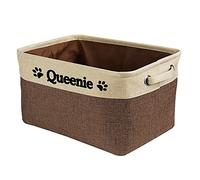 BAGEYOU Personalized Foldable Storage Basket Collapsible Sturdy Fabric Dog Toys Storage Bin Cube with Handles for Organizing Shelf Home Closet , Brown and White, Extra Large Size - 15" x 10.6" x 9.4"
