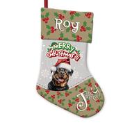 BAGEYOU Rottweiler Dog in Santa Hat Decor Christmas Stocking Merry Christmas Joy Customized Hanging Stockings for Home Party Decor 14.4"