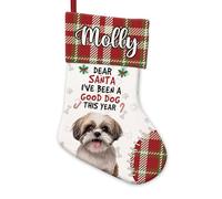 BAGEYOU Shih Tzu Dog Decor Christmas Stocking Dear Santa I've Been a Good Dog This Year Customized Hanging Stockings for Home Party Decor 14.4"
