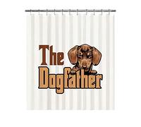 BAGEYOU The Dogfather Shower Curtains Dog Dachshund Funny Puppy White Shower Curtains Polyester Waterproof Bathroom Curtains Decor 66x72 Inch