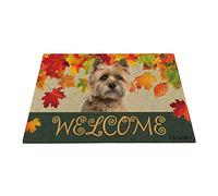 BAGEYOU Welcome Fall with My Favorite Dog Cairn Terrier Outdoor Doormat Maple Leaf Harvest Season Rustic Decor Porch Rugs Floor Mat 23.6" X 15.7"