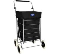 Baggage 4 Wheel Shopping Trolley - Foldable Mobility Cart - 47L/60L Capacity, Alloy Steel, Black