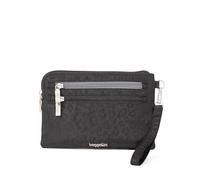 Baggallini Currency Organizer Wristlet-Lightweight 8"x5.5" RFID Protected Womens Wallet Card Holder, Black Cheetah Emboss, One Size