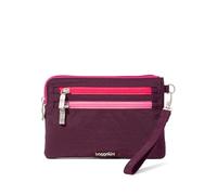 Baggallini Currency Organizer Wristlet-Lightweight 8"x5.5" RFID Protected Womens Wallet Card Holder, Mulberry, One Size