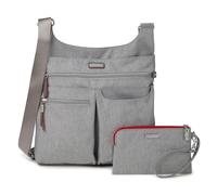 Baggallini On Track Zip Crossbody with RFID Phone Wristlet, Stone, One Size