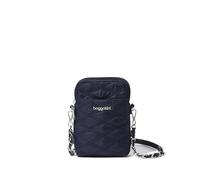 Baggallini Take Two Bryant RFID Protected 5x7.25 Small Phone Wallet Crossbody Bags for Women Lightweight Nylon Travel Purse, French Navy Quilt With Chain, One Size