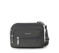 Baggallini Triple Zip Mini Messenger Bag, Grey (Charcoal)