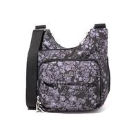 Baggallini Unisex-Adult Criss Cross 10x11 Crossbody Women Lightweight Water-Resistant Nylon Travel Bag W/RFID & Quick Access Pockets, Black Hydrangea, One Size