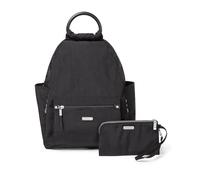 Baggallini Women's All Day Backpack with RFID Phone Wristlet, Black, One Size