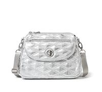 Baggallini Women's Calais Crossbody Bags 10x7 Lightweight Water-Resistant Travel Purse, RFID Protection & Interior Organization, Silver Metallic Quilt, One Size