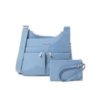 Baggallini Women's Cross Over Crossbody 11x8.5 Medium Travel Bag Lightweight Water-Resistant Nylon Organized Handbag Purse, Cornflower, One Size