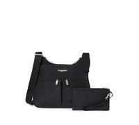 Baggallini Women's Cross Over Crossbody Body Handbag, Black with Sand Lining, One Size