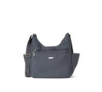 Baggallini Women's Essential Crossbody Built-in RFID Card Holder-Hobo Travel Bag with Luggage Sleeve, Charcoal Gray, One Size