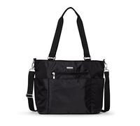 Baggallini Women's Essential Work Tote Laptop Travel Shoulder Bag with Luggage Sleeve, Black, One Size