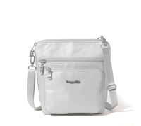 Baggallini Women's Modern Pocket Crossbody Bag, 8.5"x8.5" Handbag Purse with RFID, Lightweight Water-Resistant, Plum Heritage, One Size