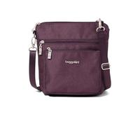 Baggallini Women's Modern Pocket Crossbody Bag, 8.5"x8.5" Handbag Purse with RFID, Lightweight Water-Resistant, Plum Heritage, One Size