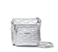 Baggallini Women's Modern Pocket Crossbody Bag, 8.5"x8.5" Handbag Purse with RFID, Lightweight Water-Resistant, Silver Metallic Quilt, One Size