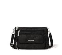 Baggallini Women's Original Everyday 11x 7.5 Crossbody Bags RFID Protected Lightweight Nylon Zippered Travel Purse, Black Quilt, One Size