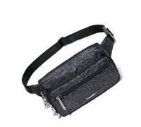Baggallini Women's Securtex Anti-Theft Belt Fanny Pack RFID Wallet Locking Zipper-Travel Bag Crossbody Purse, Midnight Blossom, One Size