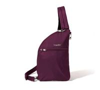 Baggallini Women's Securtex Anti-Theft Half Moon Sling 8"x13" Crossbody Bags w/RFID, Cut-Resistant Strap, Locking Zippers, Mulberry, One Size