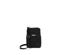 Baggallini Women's Take Two Rfid-5x7.25" Lightweight Small Phone Wallet Crossbody Nylon Travel Purse Mini Bag, Onyx Rainbow Pride, One Size