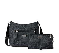 Baggallini Women's Uptown Bagg with RFID Phone Wristlet, Midnight Blossom, One Size