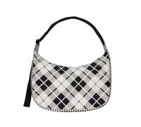 BAGGU Large Nylon Crescent Bag, Mixed Plaid, L