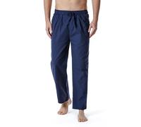 Baggy Cotton Trousers Mens Summer Lightweight Comfy Straight Legs Beach Yoga Pants Loose Fit Elasticated Waist Drawstring Holiday Lounge Pajamas-Dark Blue-S