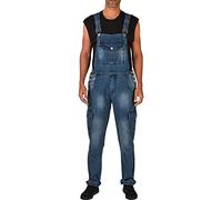 Baggy Denim Dungarees for Men UK Loose Fit Denim Work Bib Adjustable Strap Jumpsuits Casual Cowboy Rompers Relaxed Fit Hip Hop Bib Overalls Coveralls Suspender Playsuits