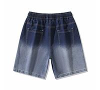 Baggy Jean Shorts Men, Bermuda Shorts Men Summer, Elasticated Waist with Drawstring Shorts Multi-Pockets Knee Length Summer Turn Roll Up Shorts Outdoor Casual Walk Jeans Short