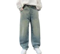 Baggy Jeans Boys Spring and Autumn 2025 New Children's Ripped Jean, Elasticated Waist Retro Denim Pants for Kids,Casual Middle and Large Children Loose Denim Trousers,Cargo Trouser