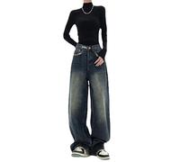 Baggy Jeans for Woman High Waisted Loose Straight Leg Wide Leg Denim Pants Boyfriend Y2K Dark Wash Summer Clothing(5XL)