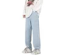 Baggy Jeans Men Streetwear | Jeans for Men UK Straight Fit Wide Leg Trousers Pants | Relaxed Fit Washed Y2K Sweatpants Casual Pants Mid Crotch Pant Relax at Home Sweatpants Work Trousers