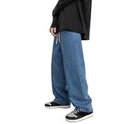 Baggy Jeans Men's Ripped Boys Loose Fit Large Sizes Jeans Vintage Men Long Cargo Jeans Baggy Trousers Flared Y2K Skater Baggy Jeans Teenager Boys Streetwear Denim Pants, darkblue, M