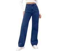 Baggy Jeans Women Y2K 90S Denim Wide Leg Pants for Women, High Waisted and Slimming with Multiple Pockets, Straight Tube, Loose fit, Marbling wash Craft, High Elasticity Casual Jeans
