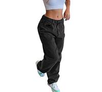 Baggy Jeans Women's Long Wide Leg Jeans, High Waist Straight Leg Jeans, Oversize Trousers for Girls Teenagers, Loose Denim Trousers, Elegant Y2k Hip Hop, black, S