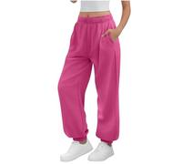 Baggy Joggers for Women Lightweight Drawstring Inside Waist Baggy Sweatpants Trousers with Pockets Casual Comfy Autumn Winter Warmth Buttoms Fashionable Workout Hiking Jounge Sweat Pants Hot Pink