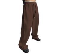 Baggy Joggers Mens Wide Leg Sweatpants Fleece Loose Fit Jogging Bottoms Elasticated Waist Drawstring Casual Winter Sports Trousers with Pockets Coffee