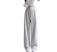 Baggy Sweatpants for Teen Girls Oversized Wide Leg Loose Sweat Pants Elastic High Waist Drawstring Athletic Casual Joggers Fleece Riding Grey