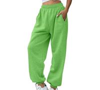 Baggy Sweatpants for Women Plus Size High Waisted Fleece Jogger Sweat Pants Fall Winter Fashion Comfy Running Workout Trousers with Pockets (Green,S)