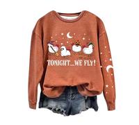 Baggy Tshirts Women UK,Halloween Jumpers for Women Long Sleeve Crewneck Graphic Sweatshirts Fleece Lined Warm Pullvoer Tops Lightweight Baggy Comfort Casual Sweatshirt Funky Festive Hoodless Outfit