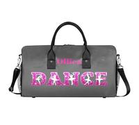 BAGHONEY Ballet Dance Bag Personalised Duffle Bag for Women Sport Gym Fitness Workout Travel Weekender Sleepover Swim Crossbody Tote Handbag Pink Grey