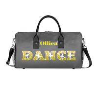 BAGHONEY Ballet Dance Bag Personalised Duffle Bag for Women Sport Gym Fitness Workout Travel Weekender Sleepover Swim Crossbody Tote Handbag Yellow Grey