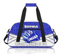 BAGHONEY Cheer Duffle Bag for Cheerleaders Team Personalised Dance Sport Gym Travel Weekender Tote Training Carry on Bags Blue White