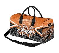 BAGHONEY Cheerleading Dance Bags for Women Personalised Orange Glitter Large Sports Gym Bag Weekender Sleepover Swimming Cheerleader Holdall Tote Bag